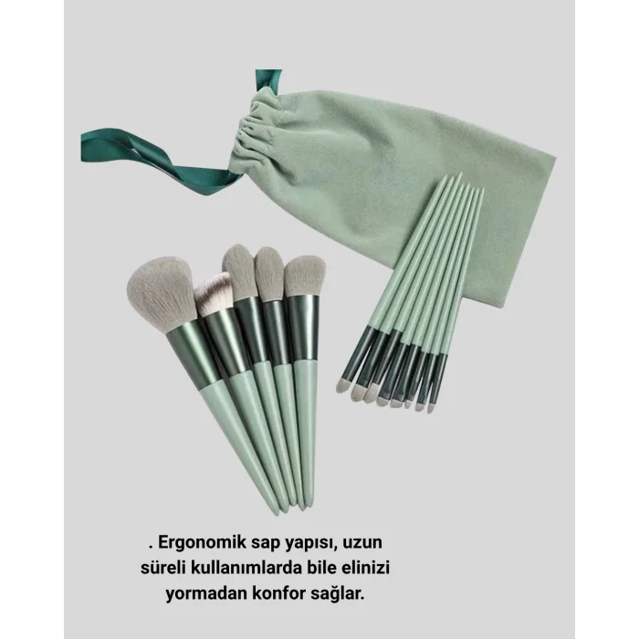 BUĞZ 13 Parça Makyaj Fırça Seti – Ergonomik, Dökülme Yapmayan, Taşınabilir