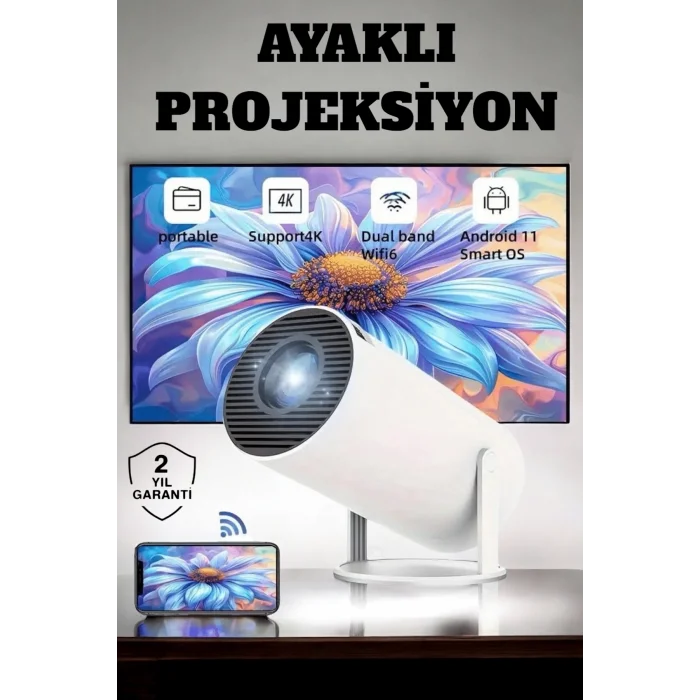  130 İnç Geniş Ekran ve 4K Destekli Full HD Projeksiyon Cihazı