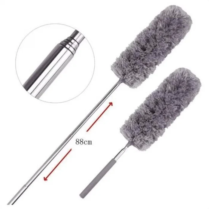 BUĞZ 140 Cm Teleskopik Uzatılabilir Mikrofiber Yumuşak Başlıklı Gri Toz Alma Fırçası Toz Püskülü ( BUĞZ )