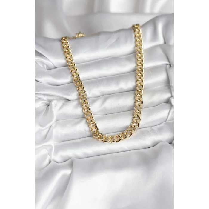 BUĞZ 14K Gold Renk Kaplama Kalın Zincir Model CM Kadın Kolye - Lisinya