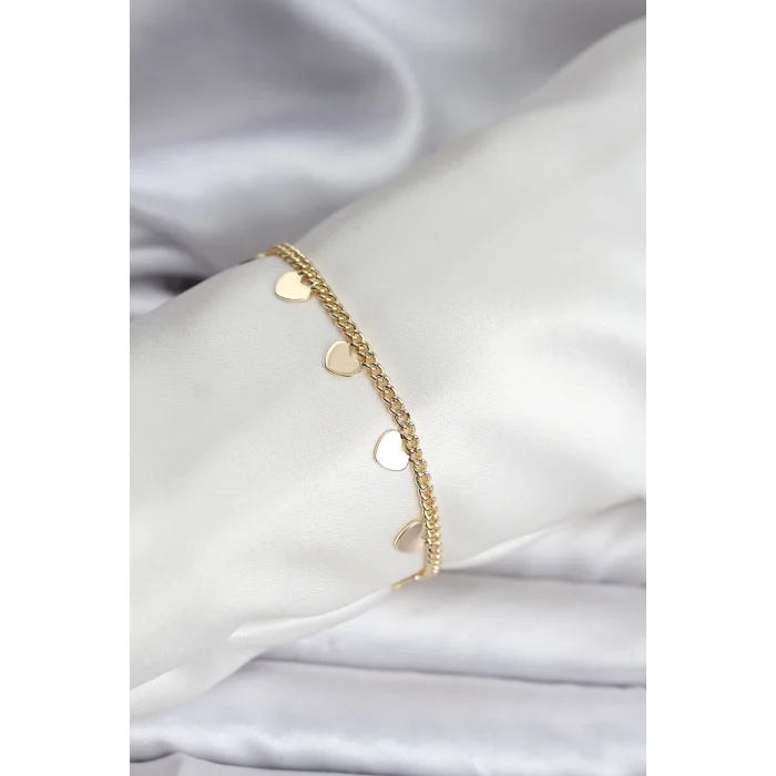 BUĞZ 14K Gold Renk Kaplama Kalpli Model CM Kadın Bileklik