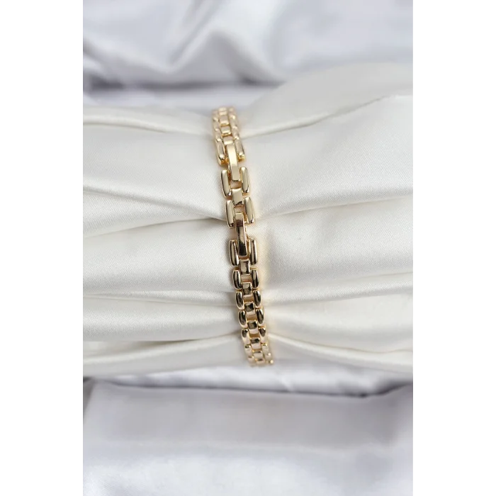 BUĞZ 14K Gold Renk Kaplama Zirkon Kare Taşlı CM Kadın Bileklik