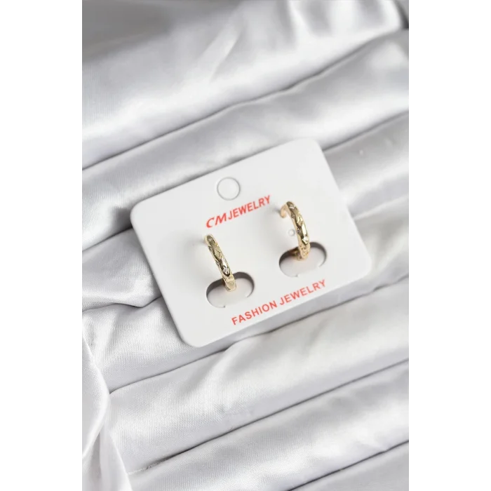 BUĞZ 14K Gold Renk Kaplama Zirkon Taşlı Halka Model CM Kadın Küpe