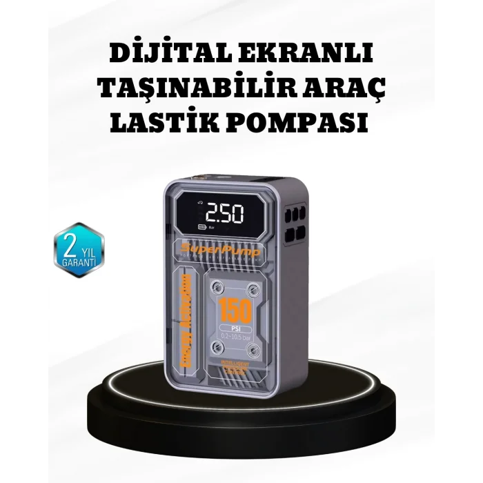 BUĞZ 150 PSI Kablosuz Şarjlı Hava Pompası – LED Ekranlı ve Otomatik Kapanma Özellikli