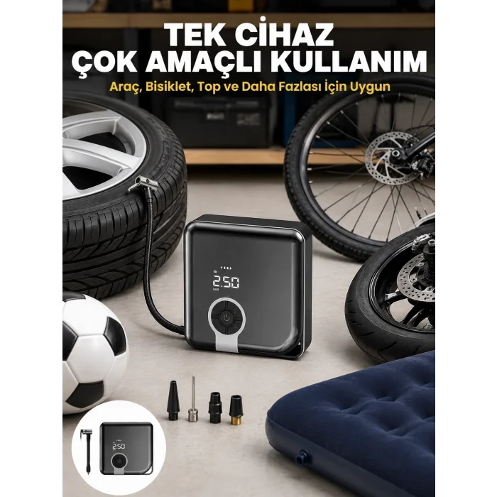 BUĞZ 150 PSI Yüksek Basınç Kapasiteli Kablosuz Lastik Pompası Yeni Nesil