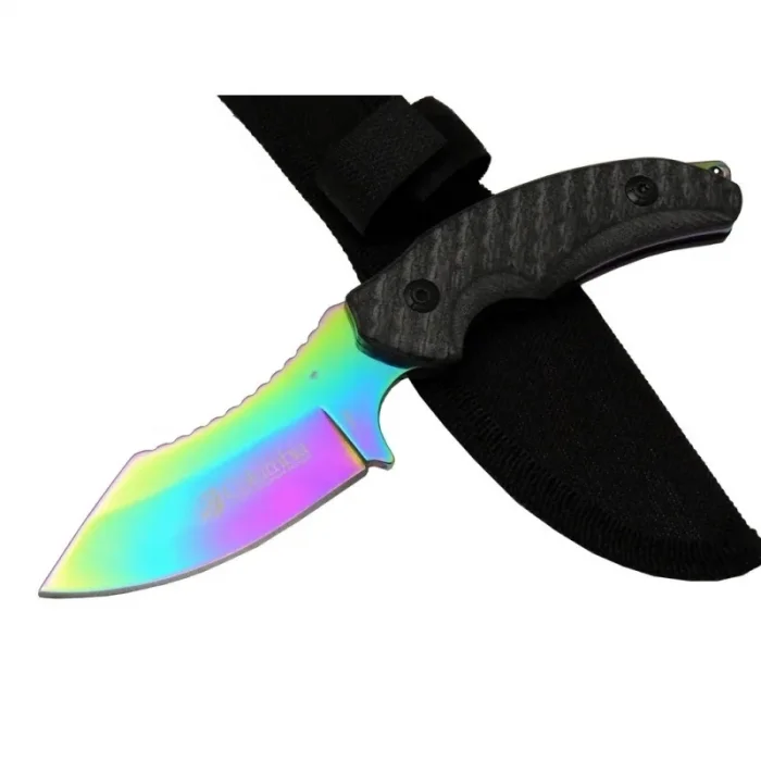 BUĞZ 156a Renkli Gökkuşağı Kamp Çakı Bıçağı 19 Cm - Kılıflı