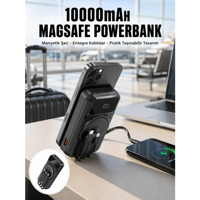 BUĞZ 15W Kablosuz Hızlı Şarjlı 10000 mAh Powerbank – Taşınabilir, LED Göstergeli
