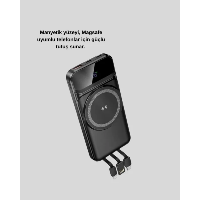 BUĞZ 15W Kablosuz Hızlı Şarjlı 10000 mAh Powerbank – Taşınabilir, LED Göstergeli