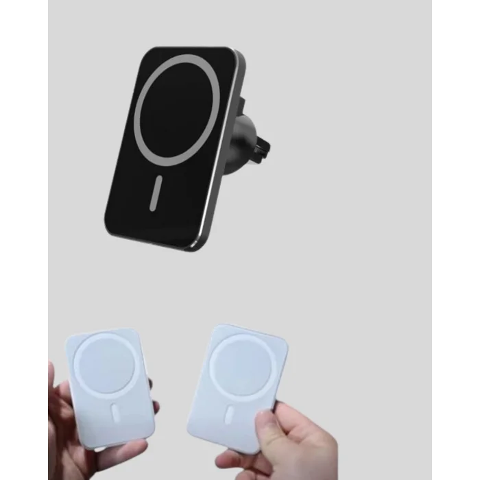 BUĞZ 15W Kablosuz Şarj Destekli MagSafe Araç Tutucu Havalandırma Klipsli - BUĞZ