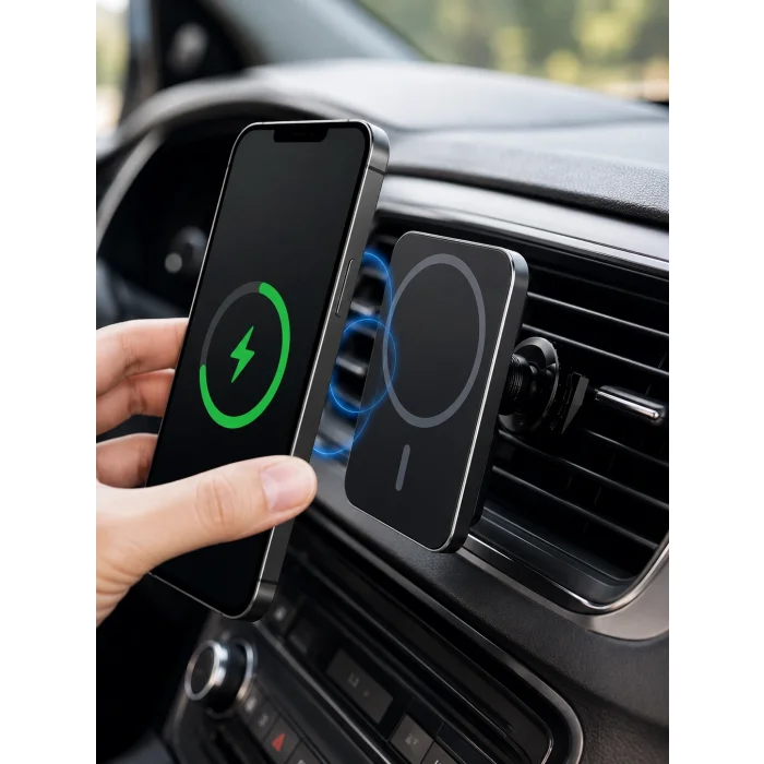 BUĞZ 15W MagSafe Uyumlu Manyetik Araç Şarj Standı | Güçlü Mıknatıslı Telefon Tutucu