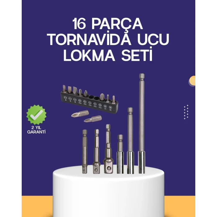 BUĞZ 16 Parça Bits ve Adaptör Seti Vidalama Tamir Bakım Seti