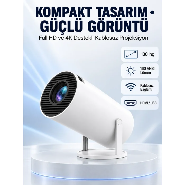 BUĞZ 160 ANSI Lümen Parlaklığa Sahip Geniş Ekran Projeksiyon