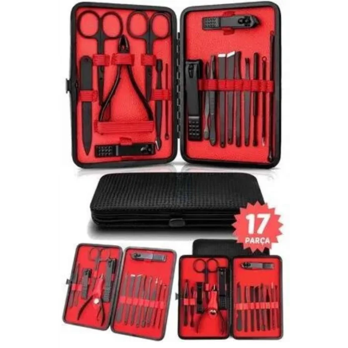  17 Parça El Ayak Bakım Seti Tırnak Temizleme Manikür Pedikür Cımbız Törpü Tırnak Makası