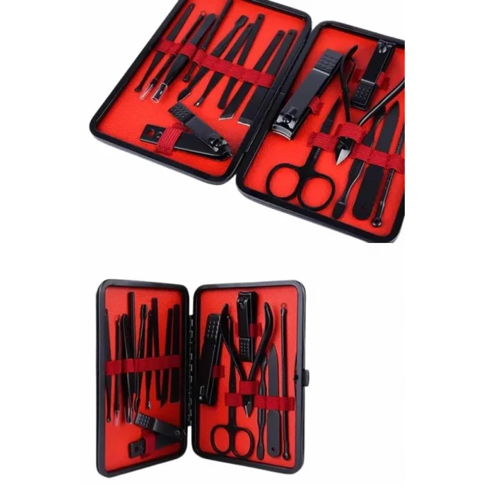 BUĞZ 17 Parça Manikür Seti Taşınabilir Özel Çantalı El ve Ayak Bakımı Tırnak Batığı Temizleme