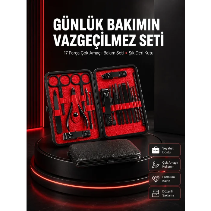 BUĞZ 17 Parçalık Profesyonel Manikür Seti – Paslanmaz Çelik Yeni Nesil