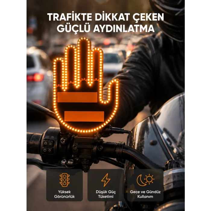 BUĞZ 176 LED’li Amber Trafik Uyumlu Sinyal Işığı – El Hareketiyle Kontrol