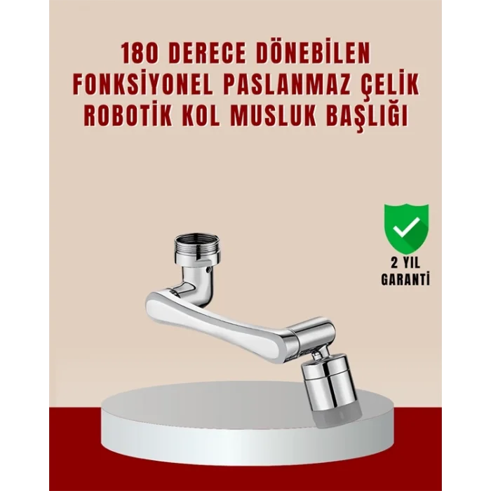  180° Dönebilen Robotik Kollu Musluk Başlığı – 2 Modlu Su Akışı ve Kolay Montaj