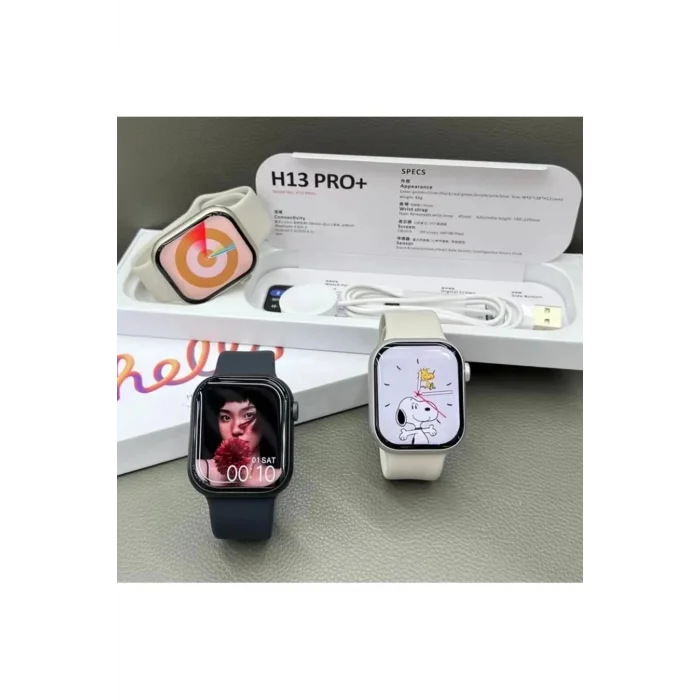 BUĞZ 1GB Hafızalı 45mm Siyah Silikon Kordonlu Akıllı Saat, Nabız ve Uyku Takibi Özellikli