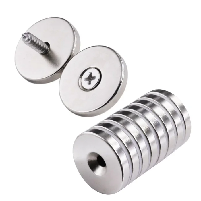 BUĞZ 2 Adet 25x10/5x5,5 mm Neodyum Mıknatıs Havşa Delikli Magnet Vida Atılabilir N35 Nikel Paslanmaz
