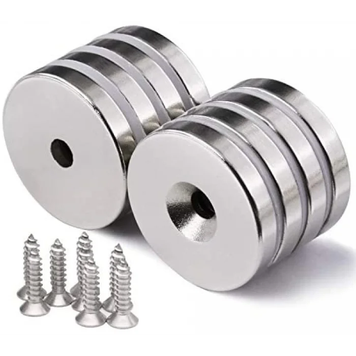 BUĞZ 2 Adet 25x10/5x5,5 mm Neodyum Mıknatıs Havşa Delikli Magnet Vida Atılabilir N35 Nikel Paslanmaz