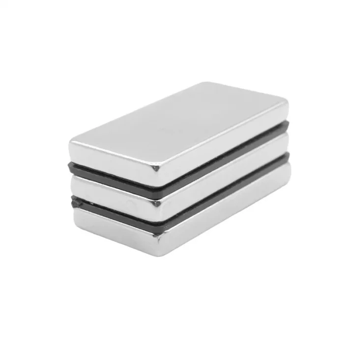 BUĞZ 2 adet 40x20x5mm Neodyum Magnet Güçlü N35 Mıknatıs Köşeli Nikel Kaplama