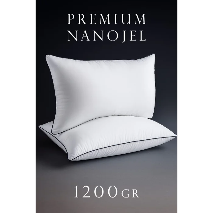  2 Adet 50x70cm Nano Jel Lüks Yastık | 1200gr Anti-alerjik Pamuklu Yastık Seti 2li