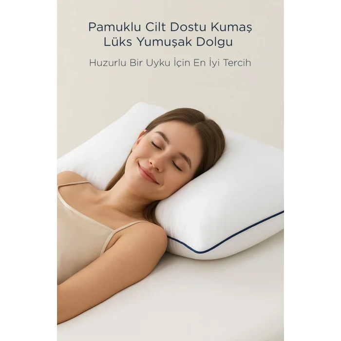  2 Adet 50x70cm Nano Jel Lüks Yastık | 1200gr Anti-alerjik Pamuklu Yastık Seti 2li