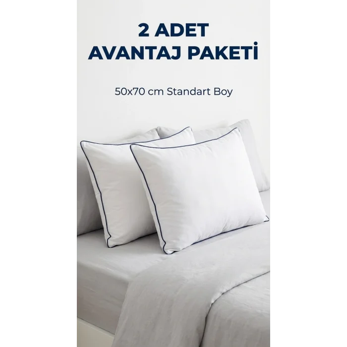 BUĞZ 2 Adet Anti-Alerjik Nano Jel Yastık 50x70 Yıkanabilir Pamuk