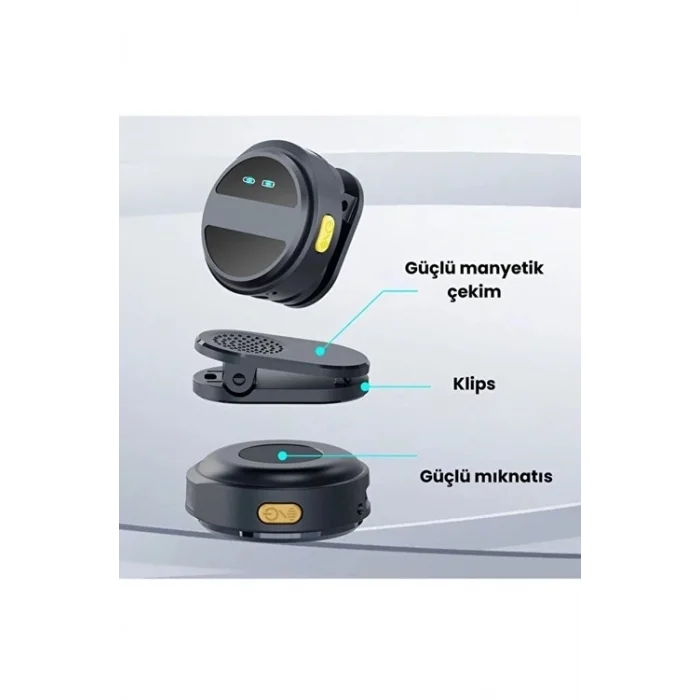 BUĞZ 2 Adet Profesyonel Kablosuz Yaka Mikrofonu Lighting Uyumlu Manyetik Klipsli