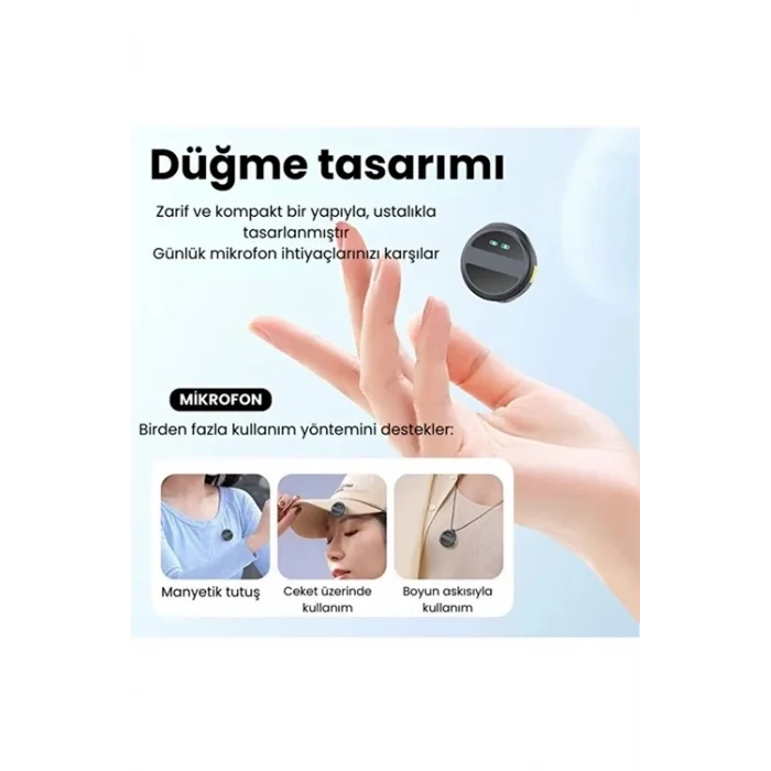 BUĞZ 2 Adet Profesyonel Kablosuz Yaka Mikrofonu Lighting Uyumlu Manyetik Klipsli - Lisinya