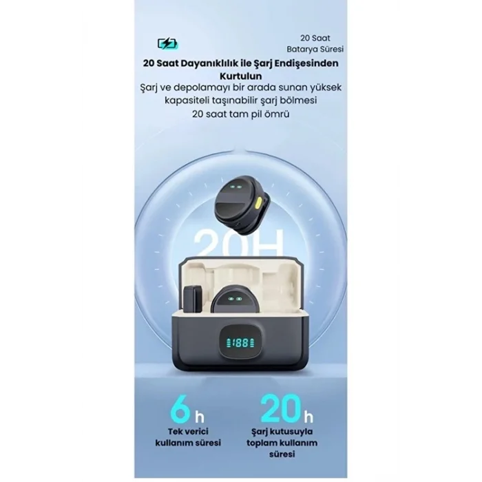 BUĞZ 2 Adet Profesyonel Kablosuz Yaka Mikrofonu Typce Uyumlu Manyetik Klipsli