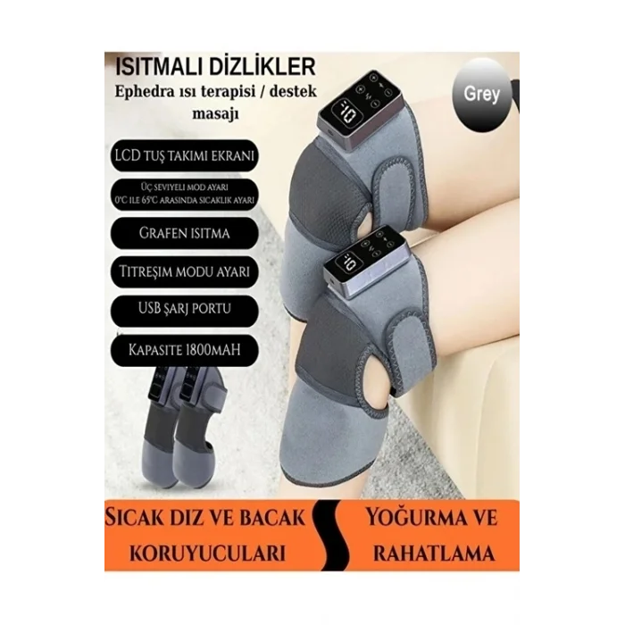 BUĞZ 2 Adet Şarjlı Isıtmalı Diz Masaj Aleti – Titreşimli Fizyoterapi Dizlik | Diz Omuz Kol Bacak
