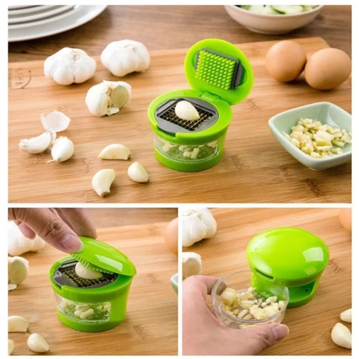  2 Farklı Bıçaklı Hazneli Kapaklı Pratik Sarımsak Soğan Rendesi