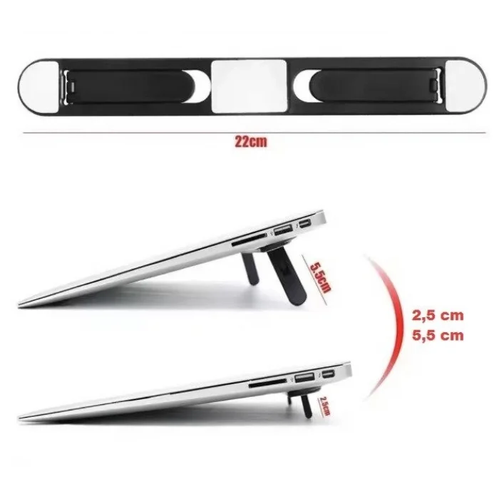 BUĞZ 2 Kademeli Katlanabilir ve Yapışkanlı Laptop Standı Siyah