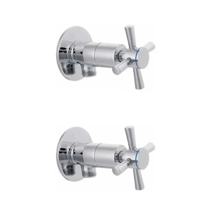  2 Li Artı Aç Kapa 4 Kollu Krom Çevirveli Taharet Musluğu