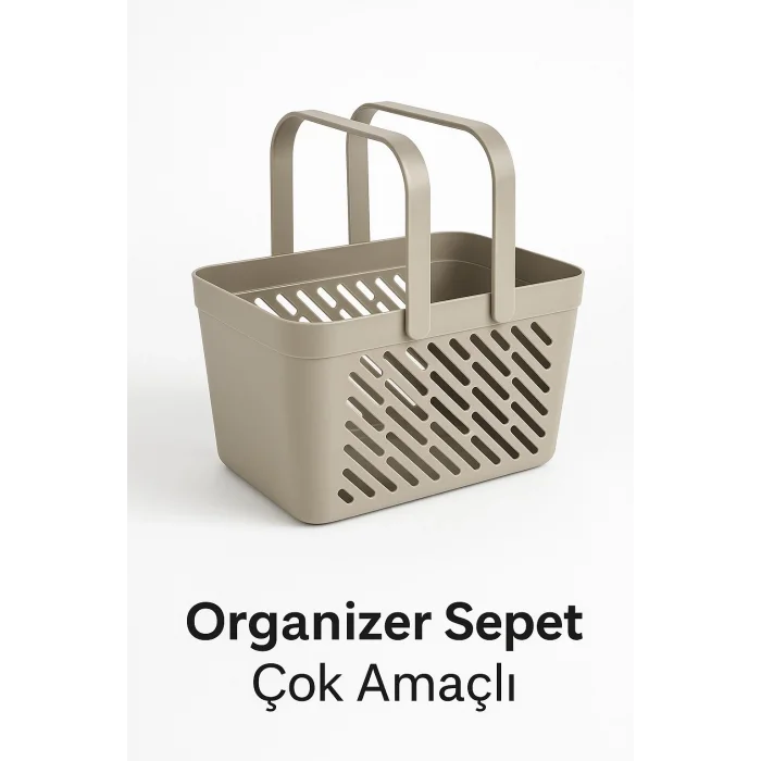 BUĞZ 2li Gri Kulplu Organizer Sepet Mutfak Banyo Düzenleyici Taşıma Seti