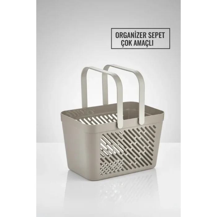 BUĞZ 2li Gri Kulplu Organizer Sepet Mutfak Banyo Düzenleyici Taşıma Seti