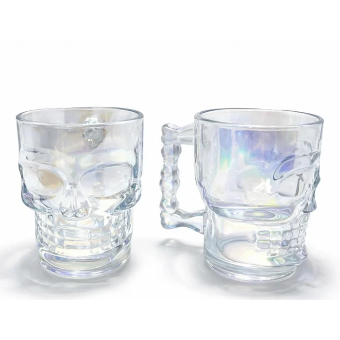 BUĞZ 2li Şeffaf Cam Kurukafa Kupa Bardak Seti