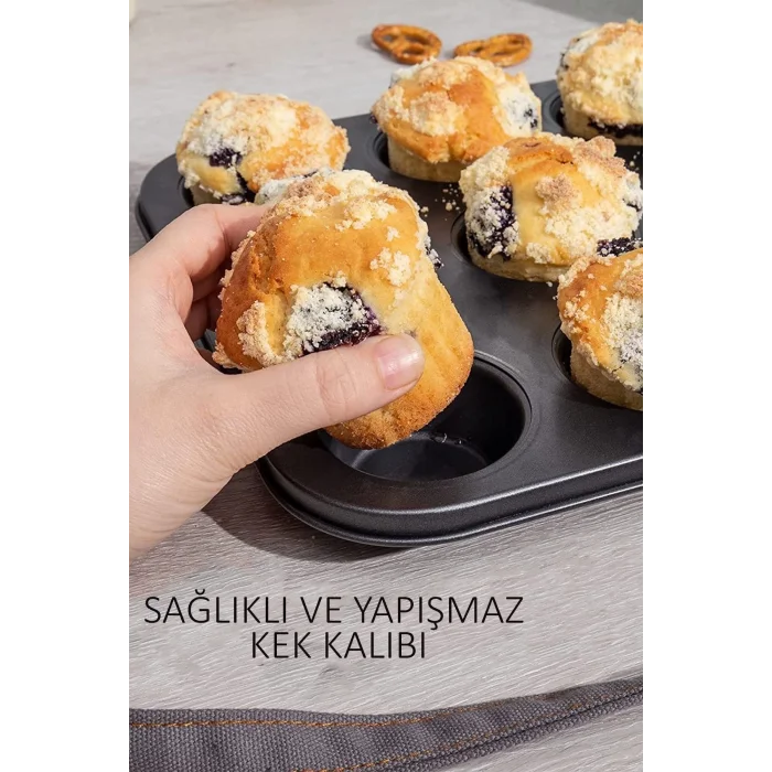  2Lİ SET Muffin Kalıbı 12li Fırın Mini Kek Browni Kekstra Kalıbı Cupcake Kapsülü