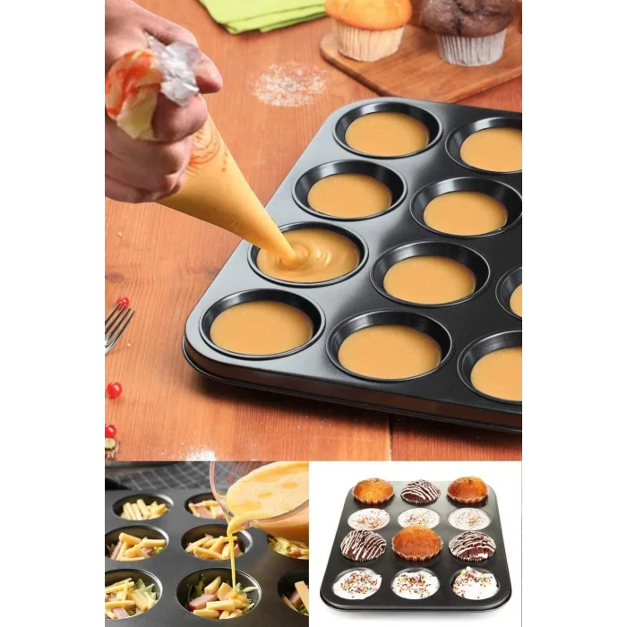  2Lİ SET Muffin Kalıbı 12li Fırın Mini Kek Browni Kekstra Kalıbı Cupcake Kapsülü