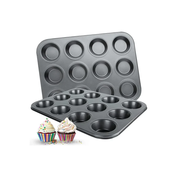  2Lİ SET Muffin Kalıbı 12li Fırın Mini Kek Browni Kekstra Kalıbı Cupcake Kapsülü