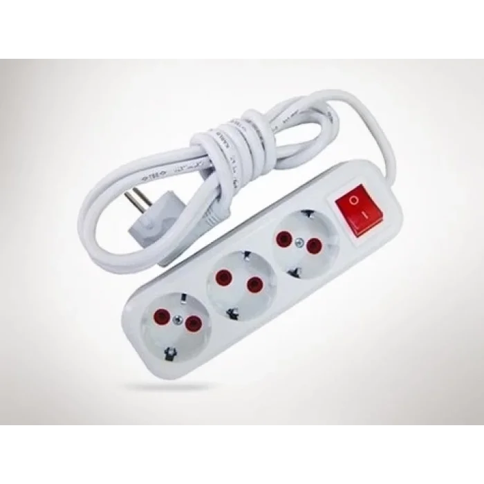  2 Metre Kablolu Anahtarlı 3 Lü Topraklı Grup Priz