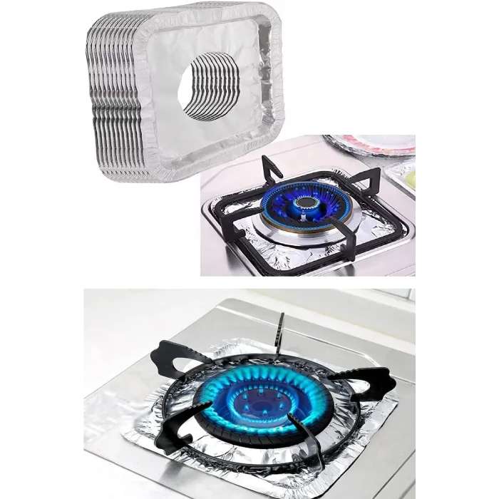BUĞZ 20 Adet Ocak Üstü Koruyucu Leke Önleyici Isıya Dayanıklı Yıkanabilir Ocak Gözü Izgara Koruyucu Folyo