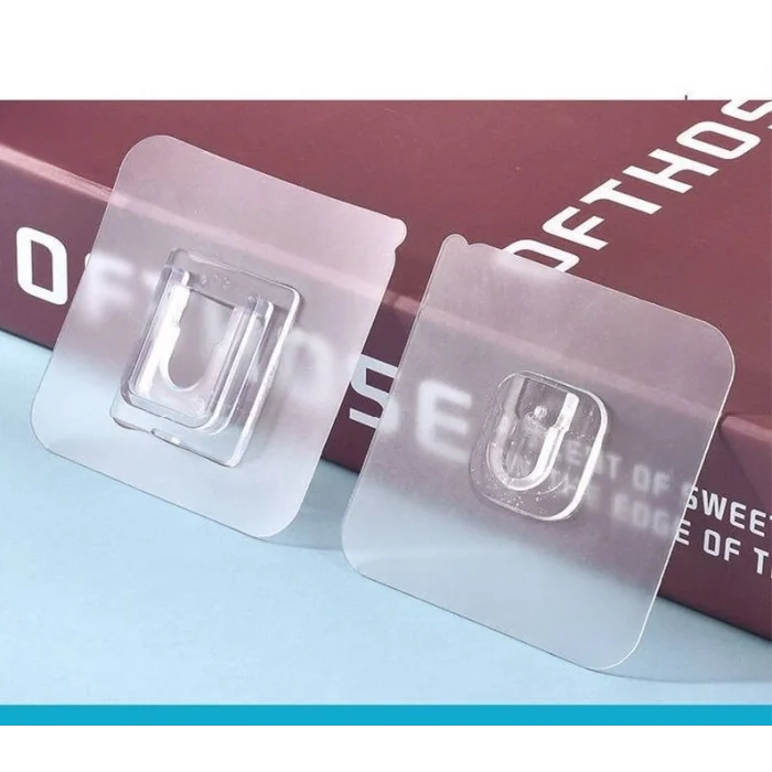 BUĞZ 20 Adet Şeffaf Çift Taraflı Yapışkanlı Geçmeli Klips Eşya Sabitleme Askısı