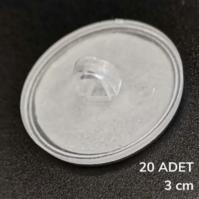 BUĞZ 20 Adet Şeffaf Yuvarlak 3 Cm Çaplı Güçlü Disk Yapışkanlar Bx40