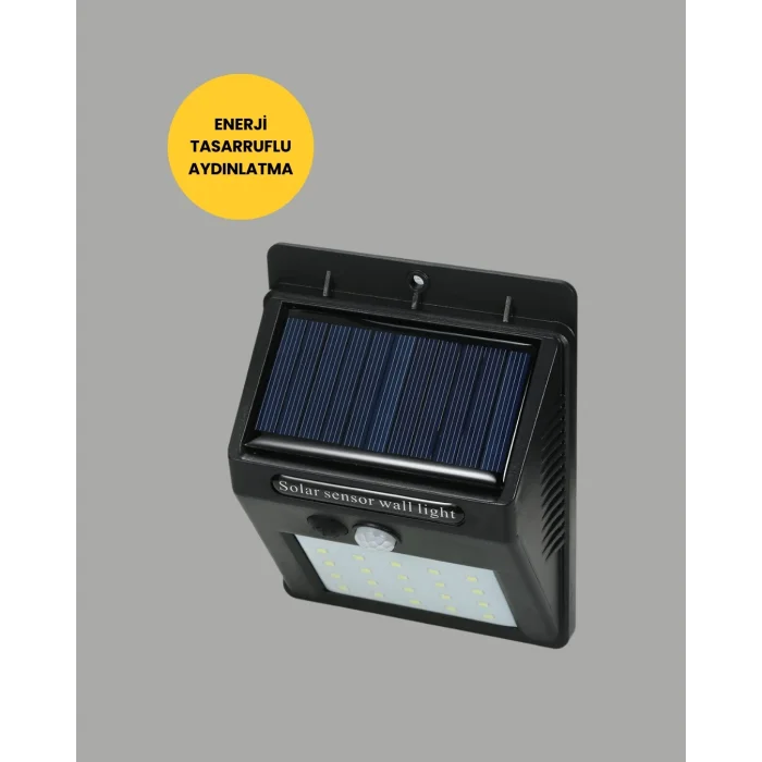 BUĞZ 20 LED Güneş Enerjili Hareket Sensörlü Dış Mekan Duvar Lambası