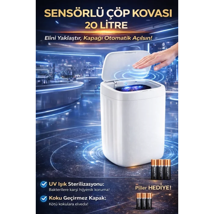 BUĞZ 20 Litre El Algılayan Sensörlü Çöp Kovası