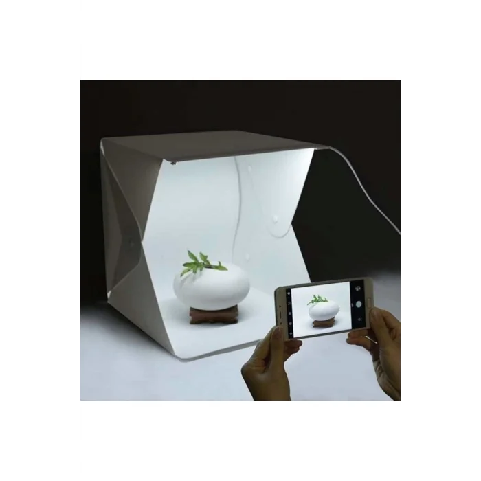 BUĞZ 20 X 20 Cm Profesyonel Stüdyo Led Işıklı Çift Sıra Ürün Fotoğraf Çekim Çadırı