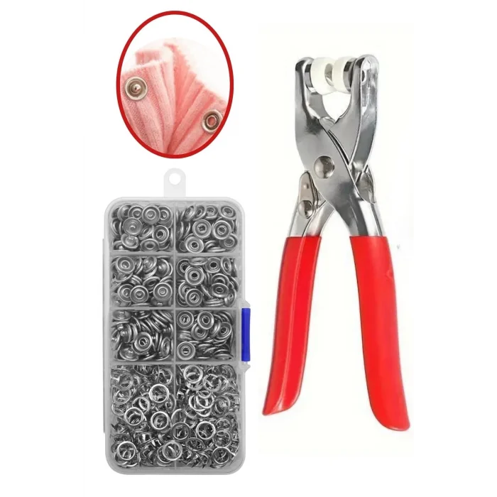 BUĞZ 200 Adet Paslanmaz Çelik Çıtçıt Ve Pense Seti Metal Çıt Çıt Makinesi ( BUĞZ )