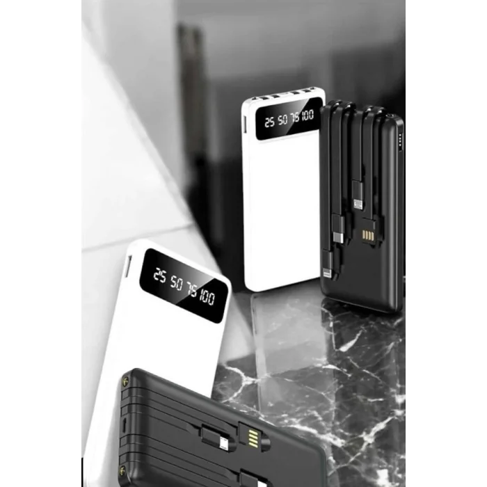  20.000 Mah Led Işıklı LCD Ekran USB Girişli Type-C Lightning Powerbank